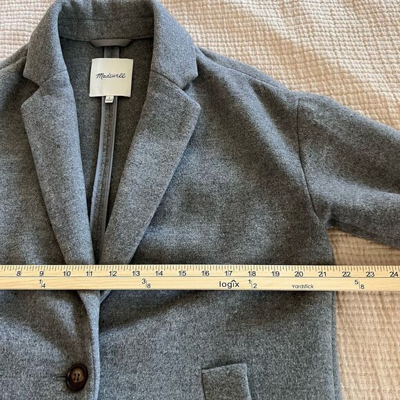 Madewell Elmcourt Blanket Long Coat Women Small Gray Wool Button Preppy Academia - Picture 12 of 14